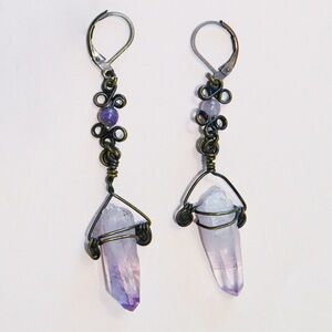 Raw Amethyst Drop Earrings